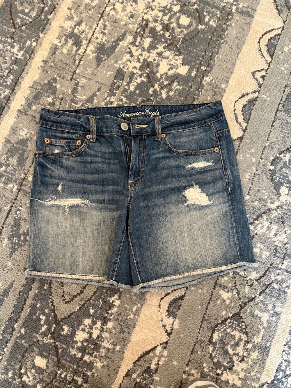 American Eagle Outfitters Distressed Blue Denim Jean Shorts